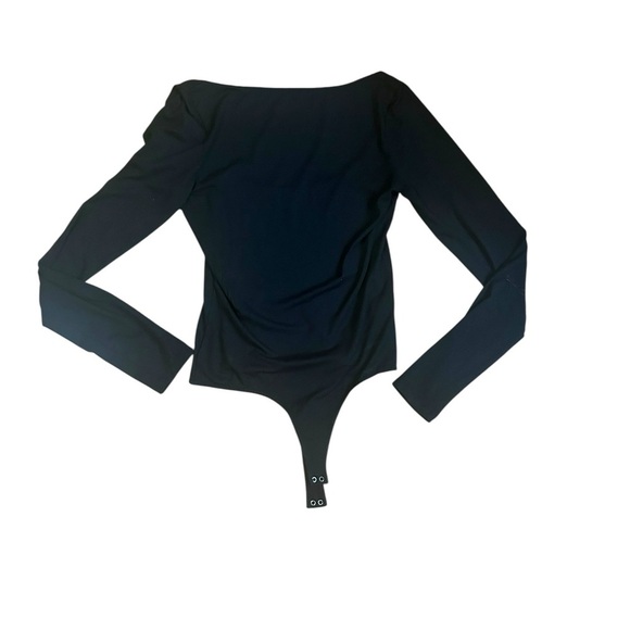 Agolde Sylvi Long Sleeve Square Back Bodysuit Black Women’s Size Large Open Back - Picture 5 of 11